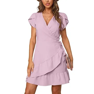 Stylish SAMPEEL Womens Tie Waist Summer Dress V Neck