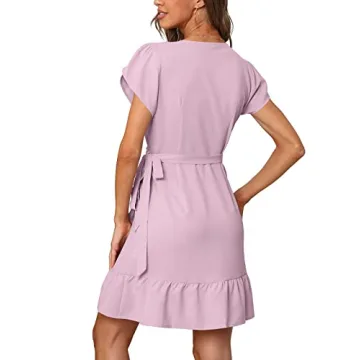 Stylish SAMPEEL Womens Tie Waist Summer Dress V Neck