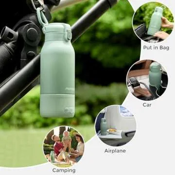 Momcozy Portable Milk Warmer for Travel – Dual Heating Modes for Breast Milk & Water, Portable Bottle Warmer with Fast Heating & Long Battery Life, 17 Ounces Large Capacity to Meet Your All-Day Needs