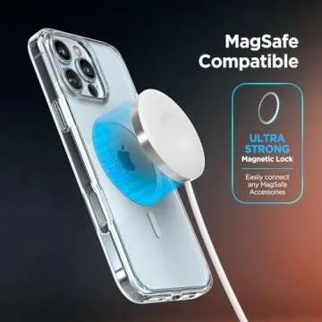ENCASED Magnetic Case with Grip for iPhone 16 PRO (2024) Compatible with MagSafe | Includes Removable Phone Holder Silicone Loop (Crystal Clear)