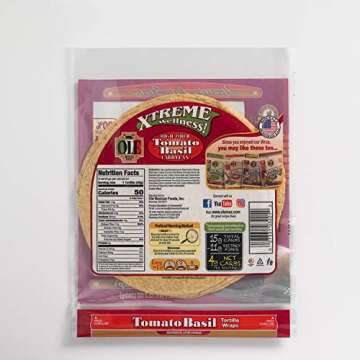 Ole Xtreme Wellness™ Tomato & Basil Flour Tortillas | 8" Size | 8 Count Each Pack | 4 Pack Case