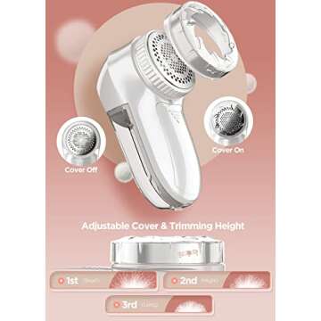 Bymore Fabric Shaver, Lint Remover, Lint Shaver Defuzzer Sweater Shaver for Clothes and Furniture with AC Adapter Pill Fuzz Remover-White