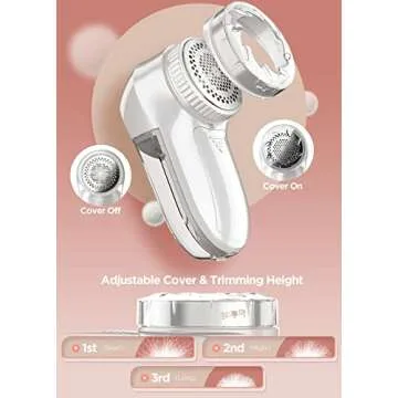 Bymore Fabric Shaver, Lint Remover, Lint Shaver Defuzzer Sweater Shaver for Clothes and Furniture with AC Adapter Pill Fuzz Remover-White