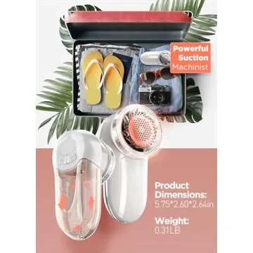 Bymore Fabric Shaver, Lint Remover, Lint Shaver Defuzzer Sweater Shaver for Clothes and Furniture with AC Adapter Pill Fuzz Remover-White