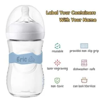 Baby Bottle Labels Personalized, Custom Silicone Water Bottle Name Bands for Daycare Reusable, Laser Engraving Bottle Name Tags, Waterproof Customized Kids Cups Grip Straps for School