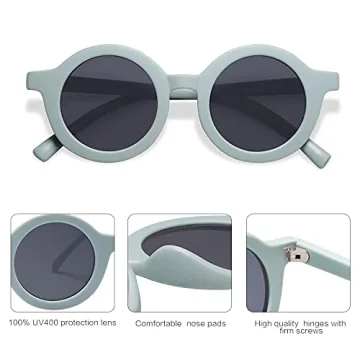 SOJOS Cute Round Polarized Sunglasses for Kids Girls Boys UV400 Protection De Sol Gafas Beach Holiday SK5606 Blue