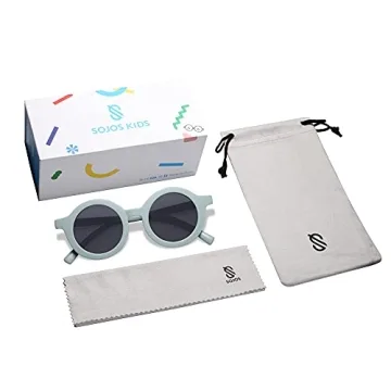 SOJOS Cute Round Polarized Sunglasses for Kids Girls Boys UV400 Protection De Sol Gafas Beach Holiday SK5606 Blue