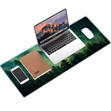 Galdas Mouse Pad,Office Desk Mat Large Gaming Keyboard Pad Durable Stitched Edges Washable Smooth Surface Control & Accuracy Extended Computer Mouse Mat (31.5X11.8In)-Green Forest…