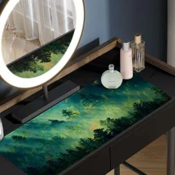 Galdas Mouse Pad,Office Desk Mat Large Gaming Keyboard Pad Durable Stitched Edges Washable Smooth Surface Control & Accuracy Extended Computer Mouse Mat (31.5X11.8In)-Green Forest…