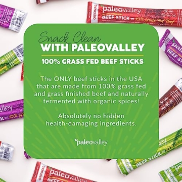 Paleovalley Grass Fed Beef Sticks - High Protein Snack