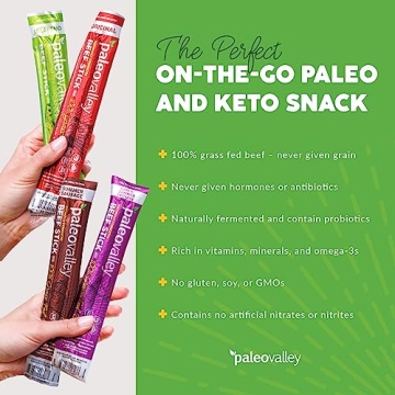 Paleovalley Grass Fed Beef Sticks - High Protein Snack