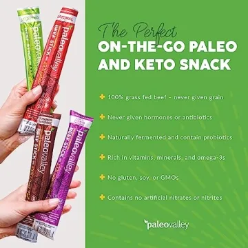 Paleovalley Grass Fed Beef Sticks - High Protein Snack
