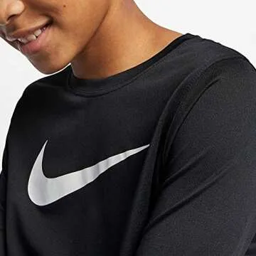 NIKE Boys Legend Long Sleeve Athletic T-Shirt (Black, Youth Medium)