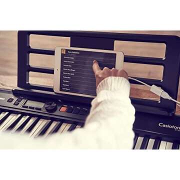Casio Casiotone CT-S300, Touch Sensitive 61-Key Portable Keyboard with 200 Tones, 77 Rhythms, LCD Display, Music Rest, USB, Stereo Speakers, Aux In, Headphone Out, Power Supply, Black (CT-S300)