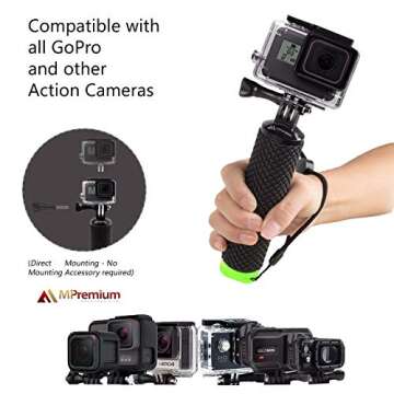 Waterproof Floating Hand Grip Compatible with GoPro Hero 12 11 10 9 8 7 6 5 4 3+ 2 1 Session Black S...