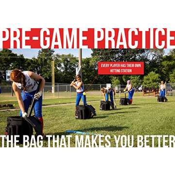 VeloTee | Home Plate Baseball & Softball Bat Bag | Softball and Baseball Coaches Bag | Baseball Bucket Backpack with Built in Batting Tee