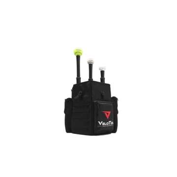 VeloTee | Home Plate Baseball & Softball Bat Bag | Softball and Baseball Coaches Bag | Baseball Bucket Backpack with Built in Batting Tee