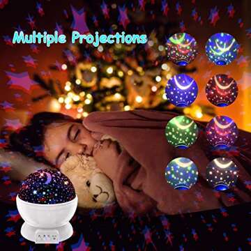 Star Projector Night Light,Birthday Fun Gifts for 1-4-6-14 Year Old Girl and Boy Toy Gift for 3-9 Year Old Boys,Projection Lamp for Kids Bedroom,Glow in Dark Stars and Moon for Child Asleep Peacefully