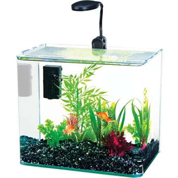 PENN-PLAX Water-World Radius Desktop Nano Aquarium Kit – Includes LED Light, Internal Filter, and ...