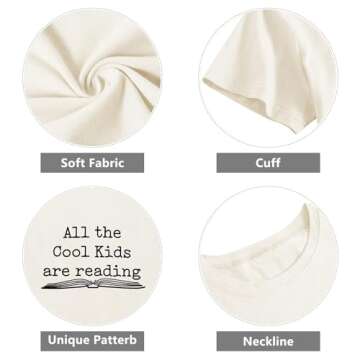 All The Cool Kids are Reading Graphic Shirt Teacher Shirts for Women Short Sleeve Book Lovers Letter Printed Tee Tops Teacher Shirts Tshirt