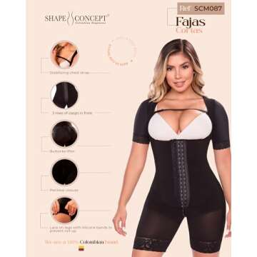 SHAPE CONCEPT 387 Fajas Colombianas Moldeadoras High Compression Tummy Control Shapewear Postpartum Butt Lifting Girdle