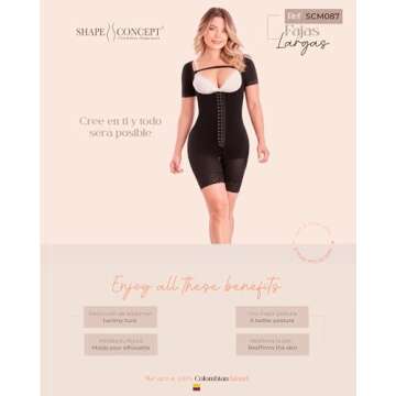 SHAPE CONCEPT 387 Fajas Colombianas Moldeadoras High Compression Tummy Control Shapewear Postpartum Butt Lifting Girdle