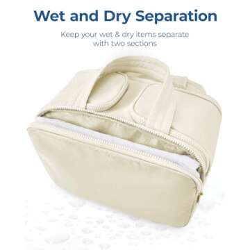 BAGSMART Travel Toiletry Bag, Lightweight Large Wide-open Travel Bag for Women, Puffy Cosmetic Makeup Bag Organizer with Handle for Accessories,Essentials, Toiletries, Green