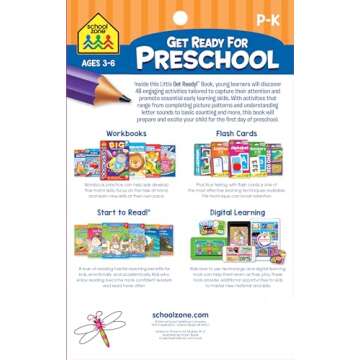 School Zone Get Ready for Preschool Workbook: 48 Pages, Pre-K, Learn ABCs, Numbers, Colors, Counting...