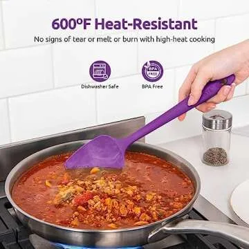 U-Taste Silicone Spatula Set with 600 Degrees Fahrenheit Heat Resistant (Purple)