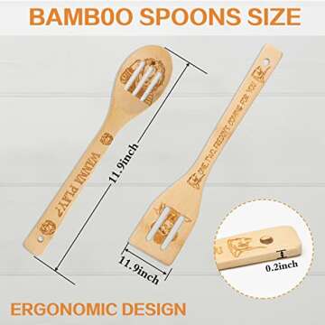 5P Halloween Horror Classic Movie Character Bamboo Spoons Utensil Gift Set for Cooking, Movie Charac...