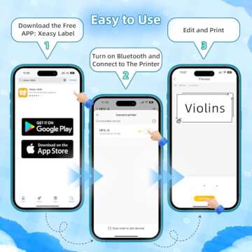 LFPERT Label Maker Machine with Tape - HP2-S Portable Bluetooth Label Printer for Storage, Office, Home, Mini Smart Phone Handheld Sticker Printer with Multiple Templates Font Icon (Blue)