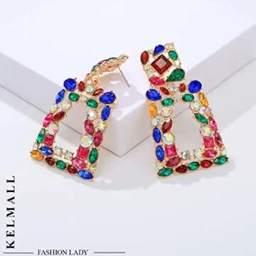 KELMALL Elegant Rhinestone Dangle Earrings for Women