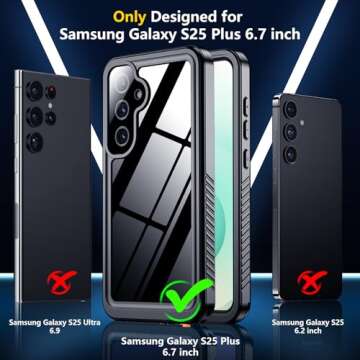 SPIDERCASE for Samsung Galaxy S25 Plus Case Waterproof,Built-in Screen & Camera Lens Protector[IP68 ...