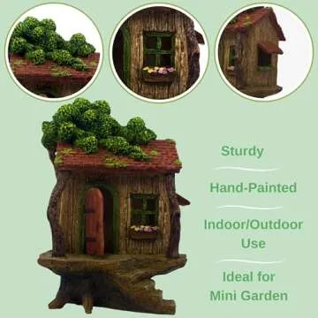 PRETMANNS Fairy Garden House – Fairy House for Outside – 9” High with Door That Opens – Sturdy Fairy Garden Building – Lovely Miniature Garden Accessories Supplies