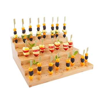 Multi-Level Bamboo Food Skewer Holder - Rustic & Chic Display