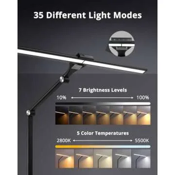 ilumeplay LED Desk Lamps for Home Office 24W Double Head with USB Charging Port and Plug,Modern Arch...