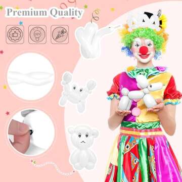 MCPINKY 100PCS Twisting Balloons White, 260q Long Balloons Thicken Latex Animal Balloons for Birthday Wedding Party Decorations Ballon Arch