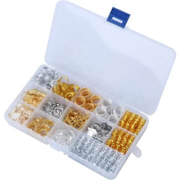 fani 300 Pieces Dreadlocks Jewelry Crystal Wire 20 Styles Aluminum Beads Metal Hair Coils Rings Hair Cuffs Pendant Charms Hair Clips Hair Jewelry for Hair Accessories