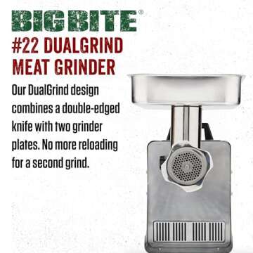 LEM Products BigBite Dual Grind #22 1.0 HP Stainless Steel Electric Meat Grinder Machine, Ideal for ...