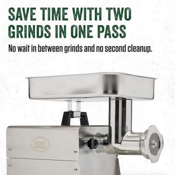 LEM Products BigBite Dual Grind #22 1.0 HP Stainless Steel Electric Meat Grinder Machine, Ideal for Heavy Use