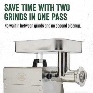 LEM Products BigBite Dual Grind #22 1.0 HP Stainless Steel Electric Meat Grinder Machine, Ideal for Heavy Use