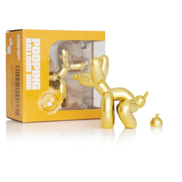 Funny Gold Accent Poop Balloon Dog Statue Decor