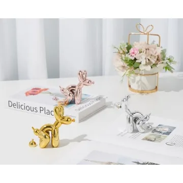 Funny Gold Accent Poop Balloon Dog Statue Decor