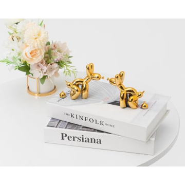 Funny Gold Accent Poop Balloon Dog Statue Decor