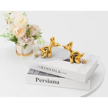 Funny Gold Accent Poop Balloon Dog Statue Decor