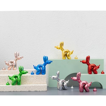 Funny Gold Accent Poop Balloon Dog Statue Decor