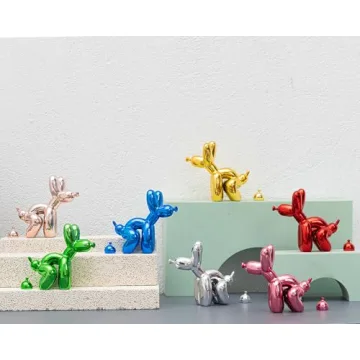 Funny Gold Accent Poop Balloon Dog Statue Decor