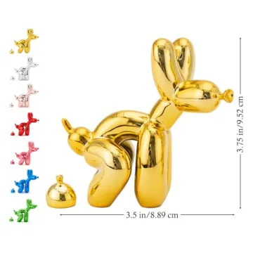 Funny Gold Accent Poop Balloon Dog Statue Decor