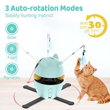 Biubiucat Cat Toys for Indoor Cats: Rechargeable Automatic Interactive Cat Toy - Electric Robotic Kitten Feather Toys - Adjustable Laser angle for Exercise, Play Alone, Chasing