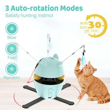 Biubiucat Cat Toys for Indoor Cats: Rechargeable Automatic Interactive Cat Toy - Electric Robotic Kitten Feather Toys - Adjustable Laser angle for Exercise, Play Alone, Chasing